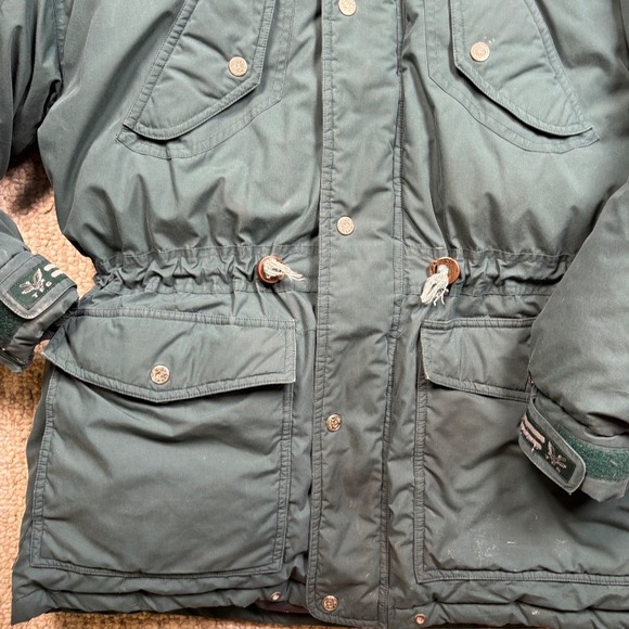 Vintage Triple F.A.T. Goose Down Parka Winter Puffer Coat L Hooded Jacket Teal - Picture 2 of 9
